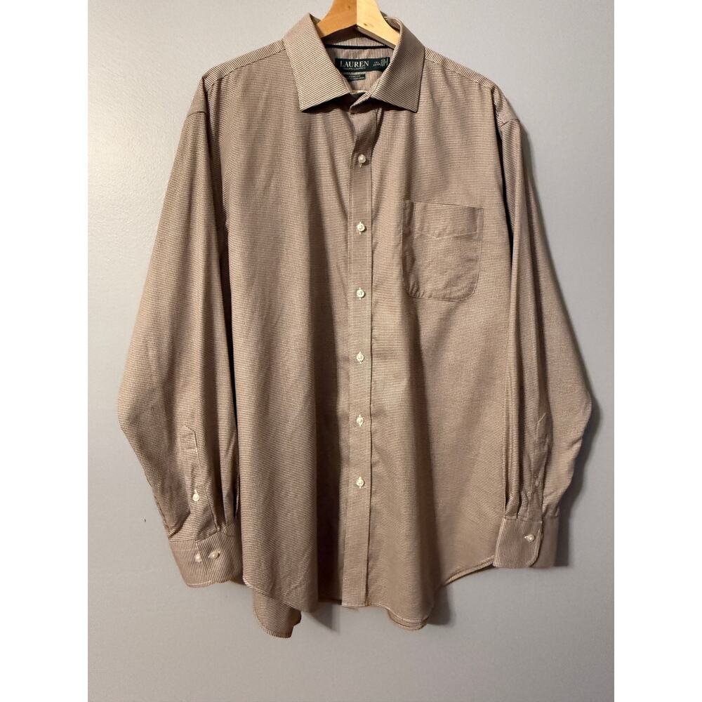 Vintage Lauren Ralph Lauren Brown Long sleeve Button-down Shirt 17.5 34/35 EUC